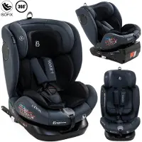 Bebelissimo - EVOL - Siège enfant 40-150 cm - 360° - RWF/FWF - ISOFIX - TOP TETHER - Harnais 5 points - Appuie-tête réglable - dark gray