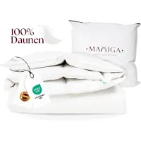 Maxiga couette d'hiver en duvet 135x200 - 100% duvet d'oie, extra chaud 1800g, respirant & lavable, OEKO-TEX, hypoallergénique