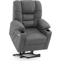 MCombo Fauteuil relax releveur électrique 3 moteurs réglables séparément 7550DE (tissu gris)