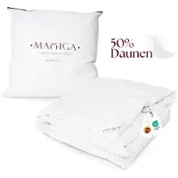 Maxiga couette toute l'année 135x200cm, 2000g, 50% duvet, 50% petites plumes de duvet, couette chaude à cassettes, 100% coton, hypoallergénique