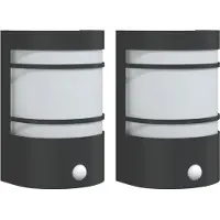 vidaXL Lampes murales d'extérieur avec détecteur de mouvement 2 pcs. noir acier inoxydable