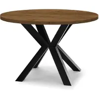Dekori.Interiors Table ronde à rallonges pour salle à manger RAL avec pieds en bois, style loft, industriel, diamètre : 100 / 150 cm, couleur : chêne Lefkas / noir