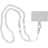 Avizar , cordon pour téléphone portable avec perles, réglable universellement, compatible avec les coques et étuis, 74 cm, blanc
