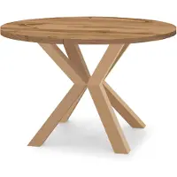 Dekori.Interiors Table ronde à rallonges pour salle à manger RAL avec pieds en bois, style loft, industriel, diamètre : 100 / 150 cm, couleur : chêne wotan