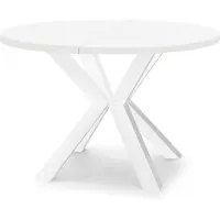 Dekori.Interiors Table extensible ronde Dekori pour salle à manger ou salon, style industriel, couleur blanche RAL, diamètre : 90 / 190 cm