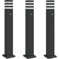 vidaXL Lampes d'allée avec détecteur de mouvement 3 pcs. noir 80 cm aluminium