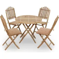 The Living Store Ensemble de jardin 5 pièces avec coussins Pliable Bambou