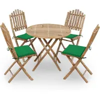 vidaXL Salon de jardin 5 pièces avec coussins Pliable Bambou