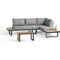 Dcb Garden Salon de jardin 4 places en bois d' et aluminium