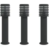 vidaXL Lampes d'allée 3 pcs. noir 60 cm acier inoxydable