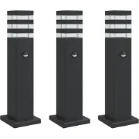 vidaXL Lampes d'allée avec détecteur de mouvement 3 pcs. noir 50 cm aluminium