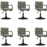 Syfax Chaises pivotantes à manger lot de 6 gris clair velours