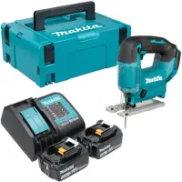 Makita Scie sauteuse à mouvement pendulaire sans fil DJV 186 SFJ 18 V + 2 batteries 3,0 Ah + chargeur + Makpac