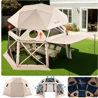 Vevor Tente Moustiquaire Tonnelle Pop-up 4,57x4,57 m Tente Moustiquaire Pliante 12-15 Personnes 13 Côtés Abri Solaire pour Camping Famille
