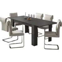 Dmora Campora - Table extensible, 220x90x75h cm Noir Anthracite, Extensible
