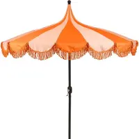 Edelman Kim Parasol rayé avec sac de transport - Parasol droit 238 x Ø235 cm - Protection solaire pour jardin ou balcon - Polyester, acier - Orange