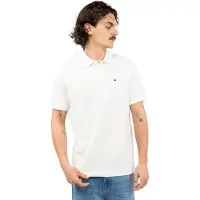 Tommy Hilfiger Polo en piqué coupe droite drapeau hommes - Blanc