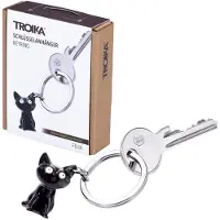 Troika Femmes, Porte-clés, FELIX Porte-clés chat, gris brillant/noir, Gris, Noir