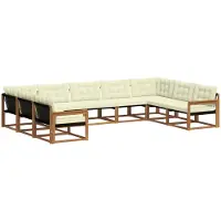 vidaXL Ensemble de salon de jardin 9 pièces, couleurs naturelles et crème