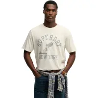 Superdry T-Shirt 'Ath Ess' gris / noir / blanc cassé
