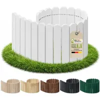 Pemicont Floranica Palissade de jardin bois sans piquets 100 x 10 cm, Blanc – pin en rouleau, à enterrer ou en habillage