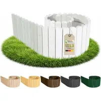 Pemicont Floranica Palissade de jardin bois sans piquets 200 x 30 cm, Blanc – pin en rouleau, à enterrer ou en habillage