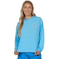 Salty Crew Tippet Fill Tech Hooded Long Sleeve Rash Guard Bleu L Femme