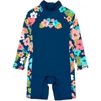 Roxy Morning Flower Junior Long Sleeve Back Zip Shorty Bleu 2 Years Fille