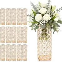 Vevor Vase de Mariage Métal Lot de 16 Vase de Centre de Table Hauteur 26 cm Support Cylindrique pour Compositions Florales