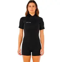 Rip Curl Trad 2/2 Mm Spring Fl Woman Short Sleeve Back Zip Shorty Noir 8 Femme