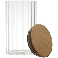 HowHomely | Récipient en verre - ARNO - 700 ml - Transparent - Avec couvercle en bois - Organisation de cuisine