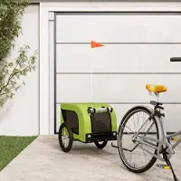 Prolenta Remorque de vélo exclusive - Pour chiens, couleurs vert et noir. Fabriquée en tissu Oxford et en fer