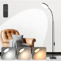 Lapamax Lampe sur pied à LED, intensité réglable, 3 couleurs de lumière, 10 W, lampe de lecture, hauteur réglable, bras flexible, lampe d'angle avec minuterie pour chambre, salon ou bureau