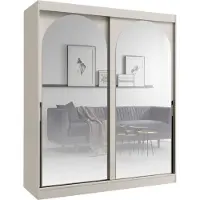 PAWS MÖBEL Armoire coulissante en cachemire 180x215x65 MONIDO avec miroirs moderne fonctionnelle, armoire de chambre à coucher, cabinet