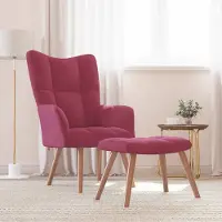 Prolenta Maison Exclusive - Fauteuil de détente avec repose-pieds, velours bordeaux
