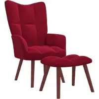 DKD Home Decor Fauteuil relax avec pouf vin rouge velours