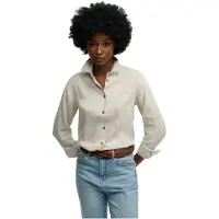 Superdry Premium Linen Slim Long Sleeve Shirt Beige XL Femme