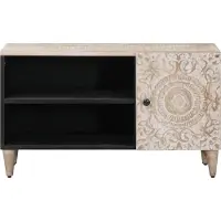 vidaXL Meuble TV Blanc 80 x 31,5 x 46 cm Bois de mangue massif