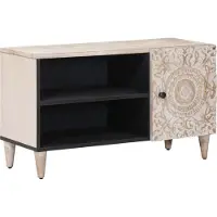 vidaXL Meuble TV avec étagère, blanc, 80 x 31,5 x 46 cm, bois massif de manguier