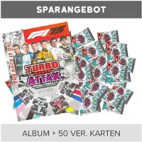 Topps - Turbo Attax Formule 1 2025 - Cartes à collectionner - 1 album vierge + 50 cartes différentes, choisies au hasard