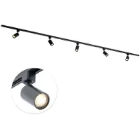 Qub Focus III - Système de rails LED - Noir - 1 phase - 300 cm - 5 spots GU10 - Forme en I