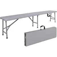 EHokery Banc de restauration plié en mallette 180 cm RATTAN gris