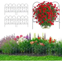 Relaxdays Bordures de parterre , lot de 5, métal, H x L : 46 x 46 cm, bordures à enfoncer, clôture décorative pour parterres et pelouses, noir