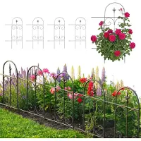 Relaxdays Bordures de parterre , lot de 5, métal, H x L : 81 x 44 cm, bordures à enfoncer, clôture décorative pour parterres et pelouse, noir