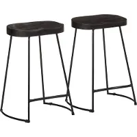 Syfax Tabourets de bar lot de 2 noir 45x40x62 cm bois manguier massif