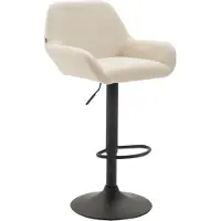 BellaFurn Tabouret de bar en similicuir - tabouret - assise pivotante à 360°, réglable en hauteur | Couleur : crème | Couleur de base : noir