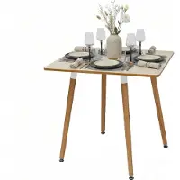Relaxdays Table de salle à manger , carrée, H x l x P : 75 x 75 x 75 cm, MDF et bambou, pour 4 personnes, table de salle à manger de style scandinave, couleur naturelle