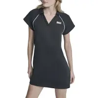 DKNY Logo Piped Short Sleeve Dress Noir M Femme