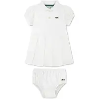 Lacoste 147394 Short Sleeve Dress Blanc 18 Months Fille