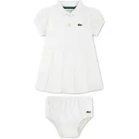 Lacoste 147394 Short Sleeve Dress Blanc 18 Months Fille